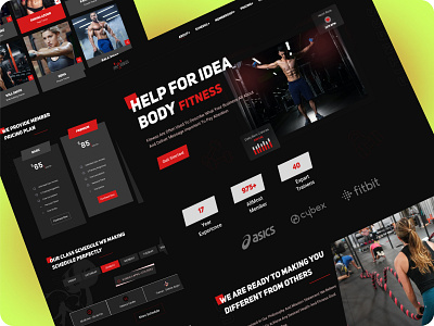 Fitness Web Landing Page agency bootstrap we bootstrap web design design fitness grid gym header health hero section home page interface landing page populer training ui design uxui web landing page weightloss yoga