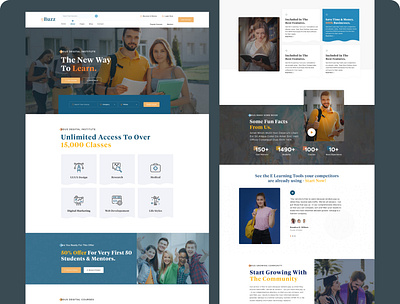 Education landing page agency bootstrap web design clean course home page design e learning landing page education landing page header section hero section home page landing page learn lesson minimal new web design popular design saas study teaching ui