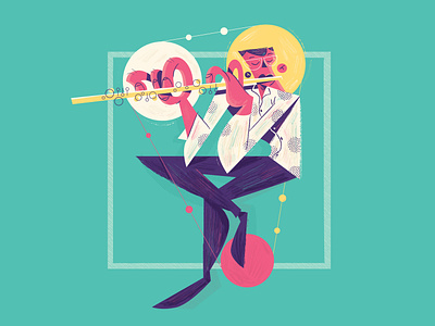Flautista illustraion jazz music