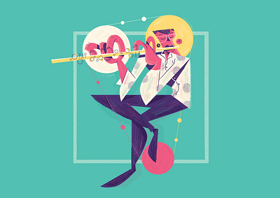 Flautista illustraion jazz music