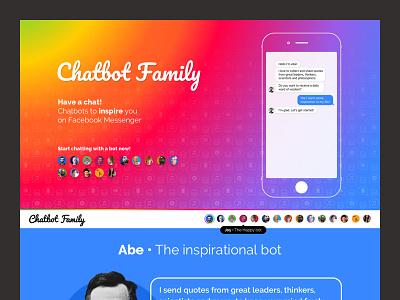 Chatbot Family bot chat colored quote responsive site web