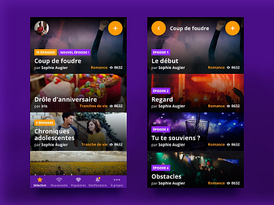 Chatstories • Stories list app chat purple reading smartphone stories ui