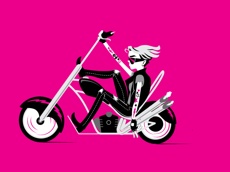 T-mobile Biker Chick animation bike biker cool magenta motorcycle t mobile tattoos