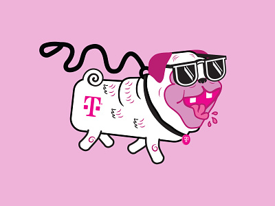 T-Mobile, Free The Pug! character fat dog magenta pug t mobile unleash