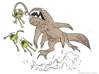 Beaverfish attacks some frogs