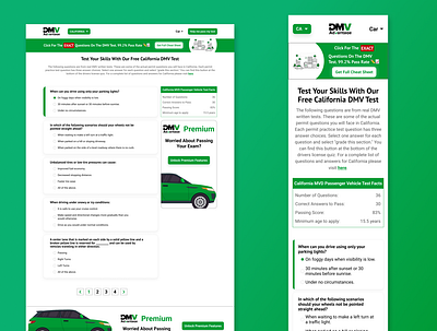 Freemium Driving Test Website design graphic design mobile responsive modern multiple choice quiz ui ui design usability ux