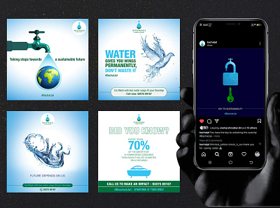 insta post design for saving water concept branding carwash concept conceptdesign designdaily designlover illustration logodesign marketing postdesign