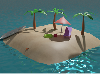 Leave me alone 3d 3dart abstract animation app beautiful boat branding design illustration island lowpoly motion graphics ocean palms sun typography ui vector