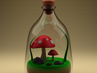 Mushroom bottle 3d 3dart abstract app bottle branding design funny illustration logo mushroom typography ui ux vector