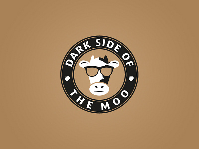 Dark Side Of The Moo brown burger circle circular cow food glasses hipster logo meat