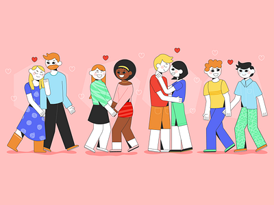 Love affection bold colors boyfriend couple design digital art digital illustration flat colours flat design gay girlfriend hug illustration lgtbi love people