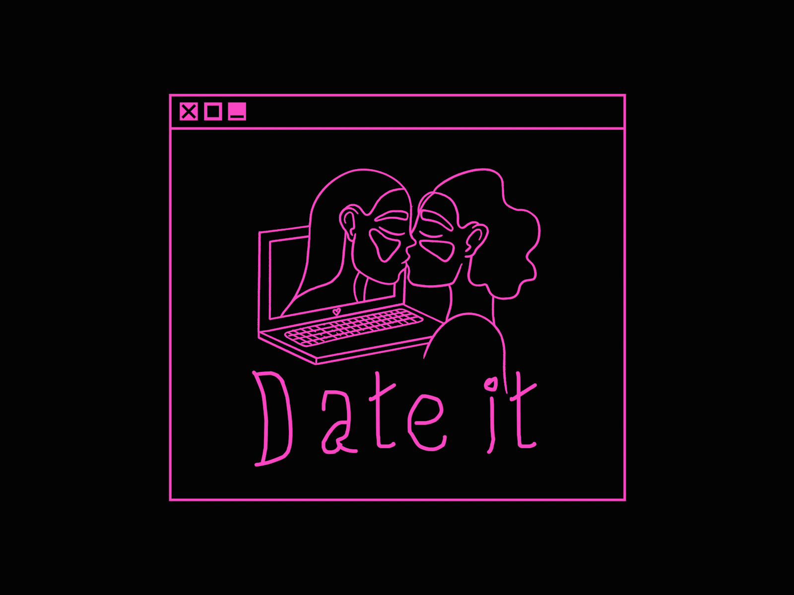 Date it! date graphic design illustration illustrator kiss love neon valentines day virtual virtual date virtual kiss