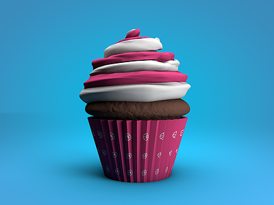 Cupcake 3d c4d chocolate cupcake dribbble frosting hello icing invite pink rebound rendering