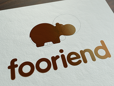 fooriend animal brand branding brown circle fooriend hippo logo mockup paper
