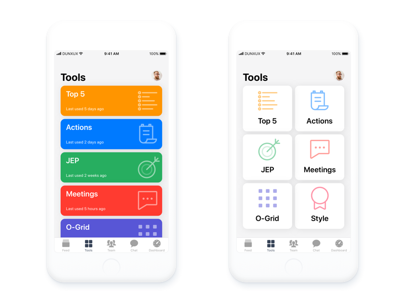 Tools iOS mobile design List view VS Card view by Dun ...