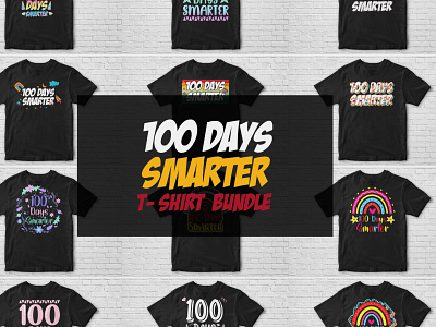 100 Days Smarter T shirt Design Bundle 100 days smarter 2022 tshirt cut files design kids kids clothing print on demand school t shirt silhouette svg smarter t shirt sublimation t shirt design tee tshirt typography t shirt