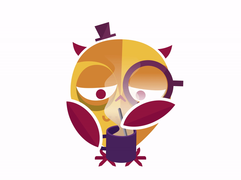 Coffee Owl animation character animation coffee motion graphics owl tired