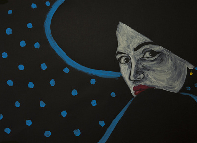 Interstellar lady acrylic acrylics blackpaint design illustration painting paper