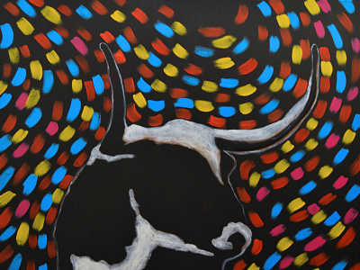 Disco Bull acrylic acrylics blackpaint canvas design illustration painting