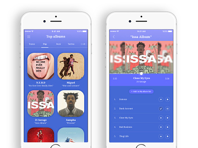 App Ios album app design ios list mobile music play ui ux