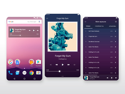 Music player App android app design material menu mobile music player widget