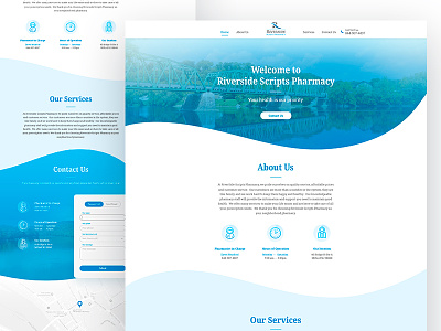Riverside Scripts Pharmacy blue contact form design landing landing page ui ux web