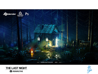 THE LAST NIGHT - Perspective 3d 3ddesign adobe blender design graphic design high highpoly house illustration model night painter photoshop poly substance substancepainter ui ux vector