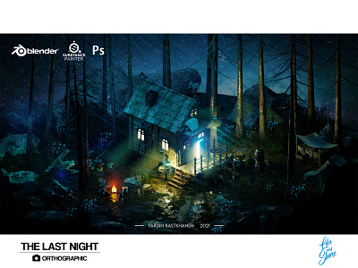 THE LAST NIGHT - Orthographic 3d 3ddesign adobe blender design graphic design high highpoly house illustration model nighy painter poly substance substancepianter ui ux
