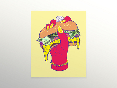 BRGR Felx poster burger color gold hand hands poster print
