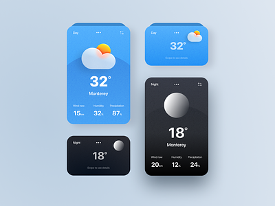 Weather widgets app animation app design graphic design interface motion graphics ui ux web widget