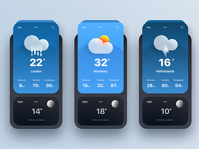 Weather app animation app branding design graphic design illustration interface mobile sketch summer ui ux web