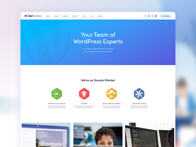 imithemes official website (WIP) About page about about us aboutus blue branding design vector wordpress wordpress templates