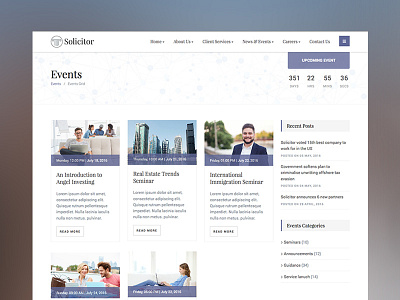 Events page for Solicitor Law Business Template