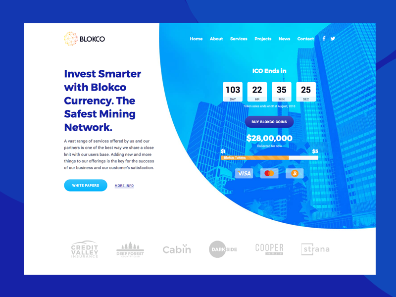 Blokco Theme ICO Landing Page landing page ico web ui bitcoin cryptocurrency web design services