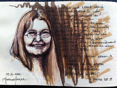 Portrait of a Friend. ink journal portrait sketch sketchbook writing