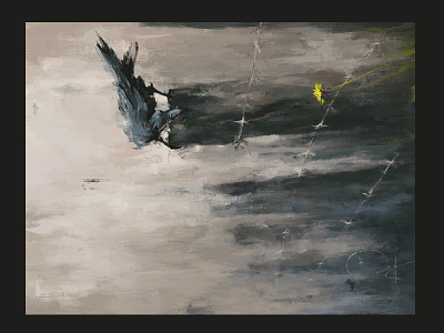 R e s i l i̶ e n c e . crow dandelion dark death illustration raven suicide