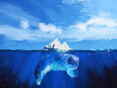 Glacial Pace. arctic blue glacier iceberg ocean sea surreal tortoise turtle