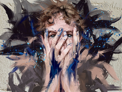 Behind Blue Eyes. digital emo emotion expressive eyes grief illustration painting raw