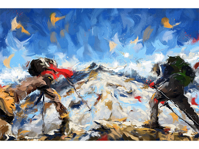 Summit. adventure climbing digital expressionism hiking illustration impressionism mountain