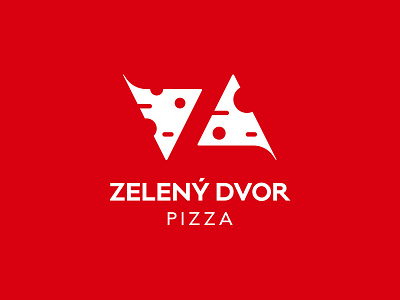 PIZZA / Zelený dvor brand food logo negative space pizza z