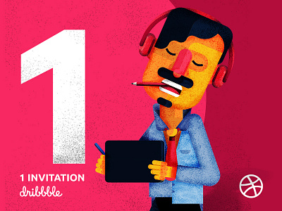 Dribbble invitation character designer draft dribbble face illustration invitation invite man work
