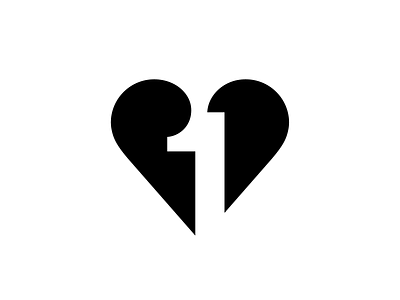 1 heart mark branding brand identity heart love 1 one logo logotype mark