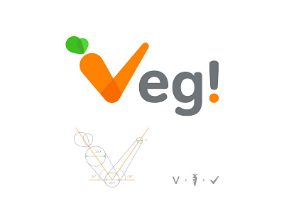 Veg logo brand branding carrot identity logo logotype smart tick v veg vegan vegetarian