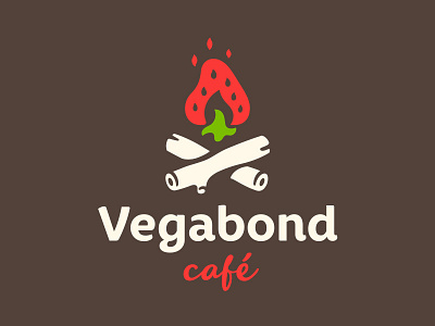 Vegabond logo brand identity branding cafe camp clever fire logo logo design logos logotype mark strawberry