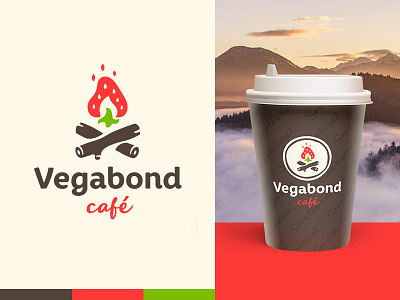Vegabond brand identity branding cafe camp clever fire logo logo design logos logotype mark strawberry