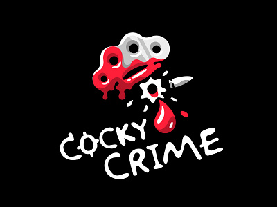 Cocky Crime logo bird blood drop cock cocky crime criminal illustration logo rooster sticker t shirt tshirt print