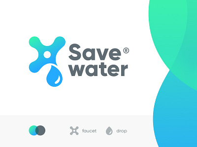 Save water logo brand branding identity drop faucet logo logos design logotype mark nature save water