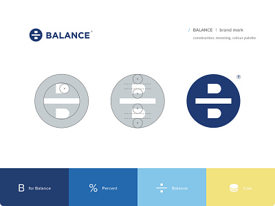 Balance mark b letter balance branding identity logo logotype mark percent money coin