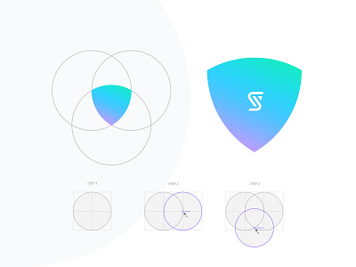 Shield mark easy way branding brand identity colorful color colour gradient grid grids study tutorial logo logotype mark shield