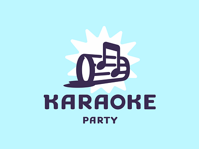 Karaoke party logo branding brand identity drink drunk glass bottle karaoke party logo logotype mark note music smart clever